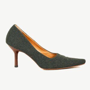Gucci Tom Ford Era Green Wool Pointed-Toe Heels